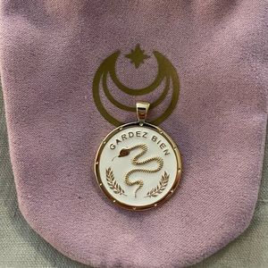 Jane Win Original Protect white enamel Coin Pendant